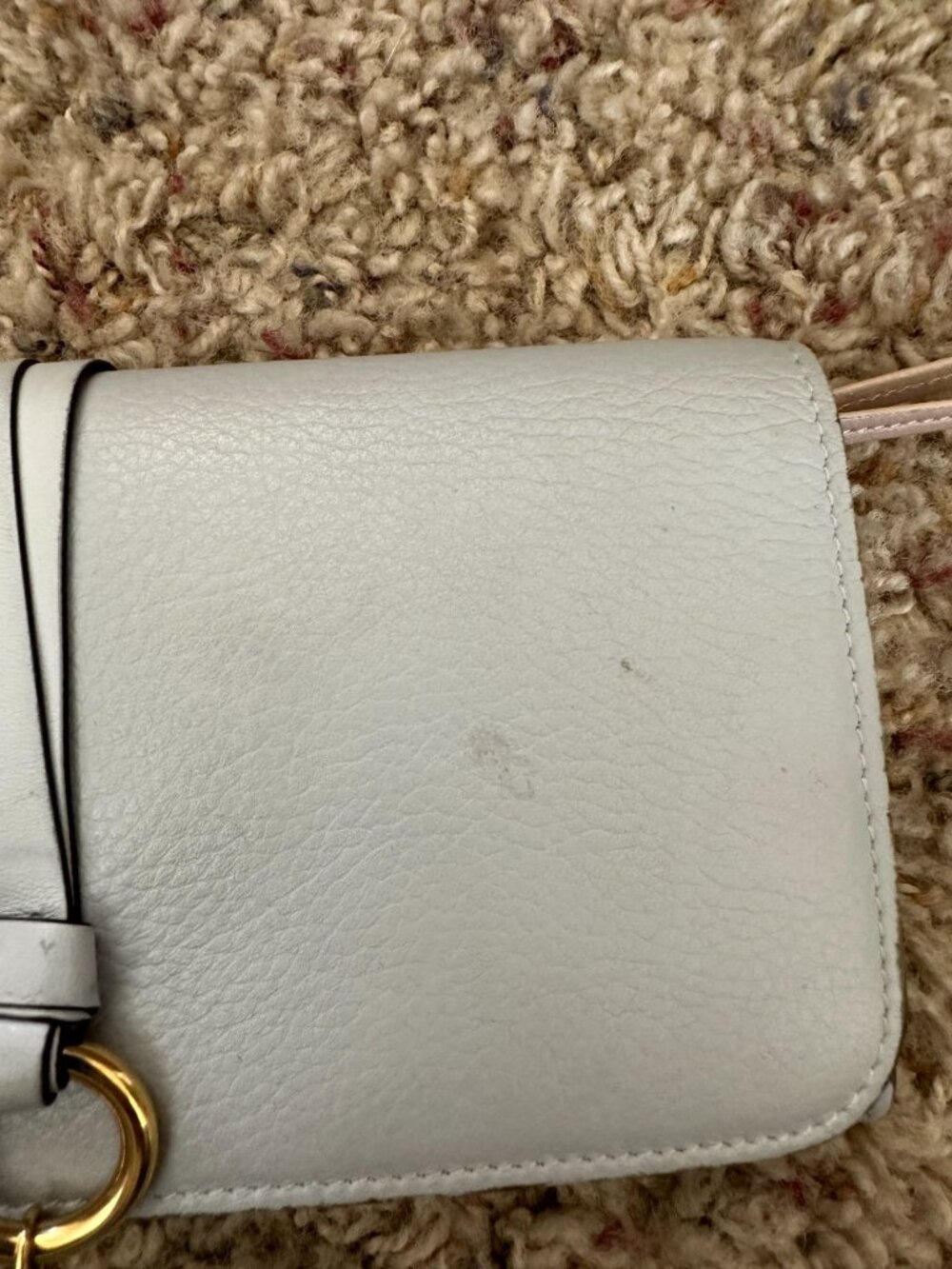 Chloé Small Leather Wallet With Tassel Detail Gold Hardware Light Gray Blue - Picture 3 of 16